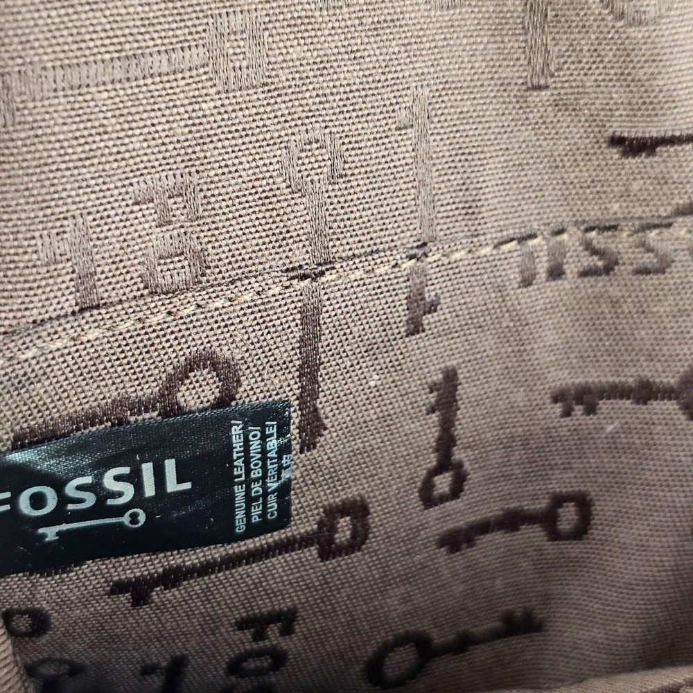 Fossil Wallet Womens One Size Brown Leather Wristlet Lock Key Print Lining - Picture 9 of 11